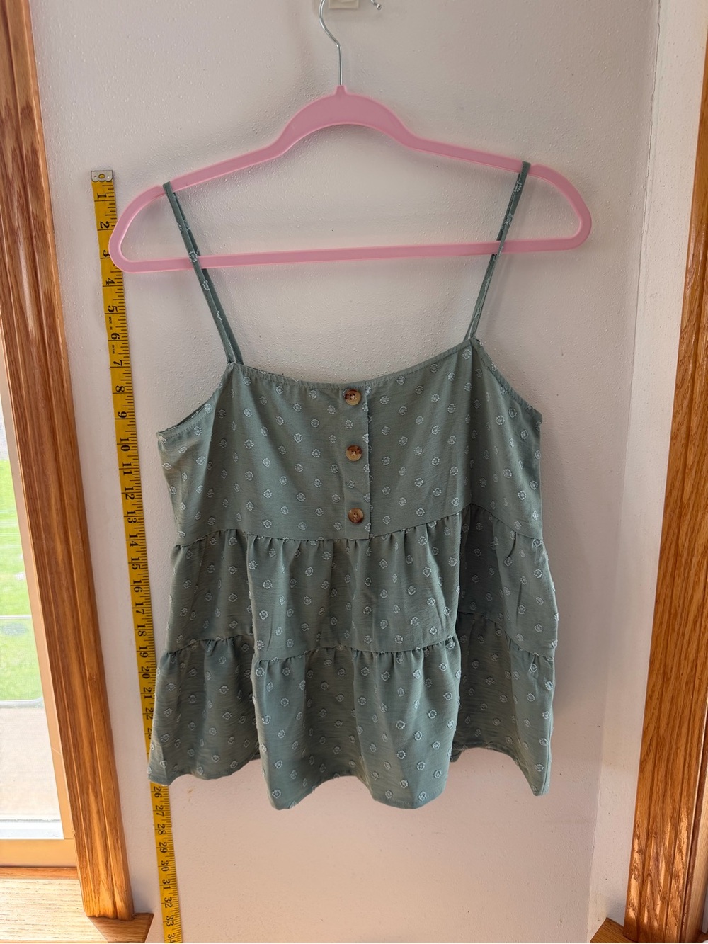 Paper Crane Sage Green Tiered Spaghetti Strap Camisole
